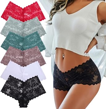 6PCS Lace Underwear Women, Ladies Knickers Multipack Sexy Breathable Hipster Panties