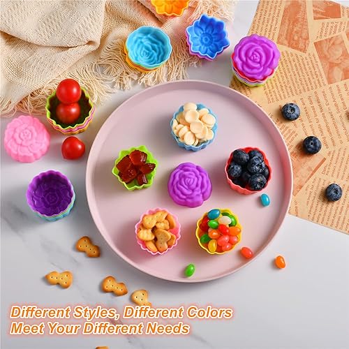 Miniatura 4 de Vasos de silicona reutilizables para hornear, forros de silicona de tamaño mini de 2 pulgadas para hornear, forros de muffins con múltiples formas