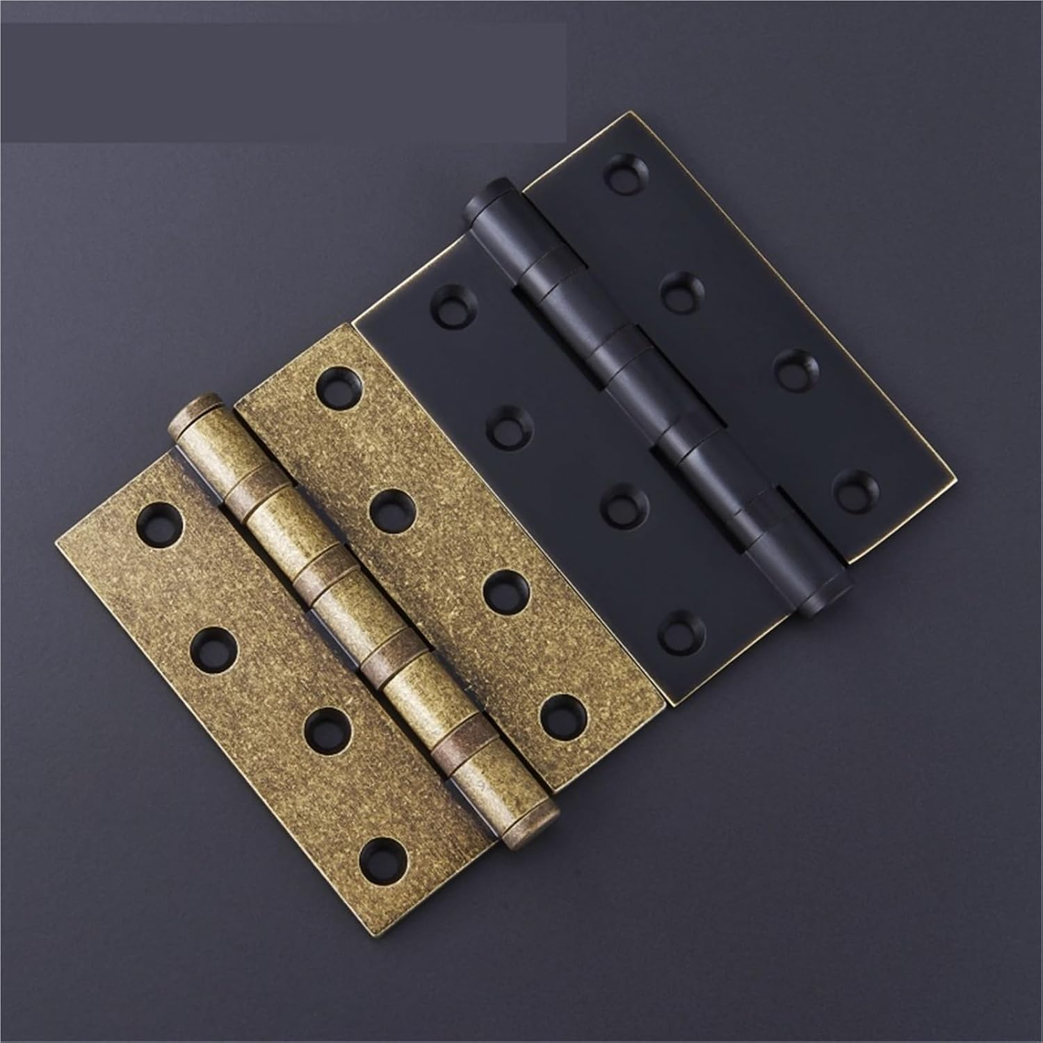 One Piece-Dooroom Brass Thick Bearing Hinges 4"x3"x3mm 5"x3"x3mm Black Gold with Screws 1Pcs(Full Black,4 Inch)