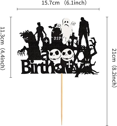 Miniatura 2 de Ercadio 1 paquete de decoración de pastel de cumpleaños de zombi de Halloween, zombies con purpurina, decoración para Halloween, temática de