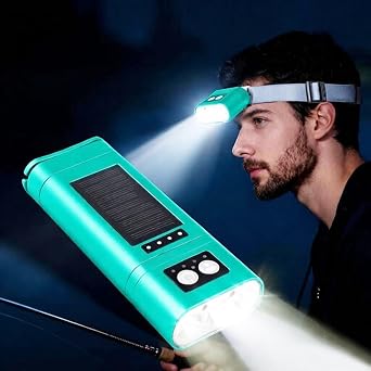 3-in-1 Rechargeable Flashlight Headlamp, Solar LED Camping