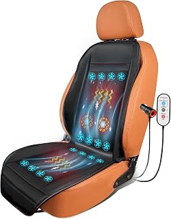 3 in 1 Winter and Cooling Car Seat Cover with Massage, Summer Cooling Seat Covers for Cars Front Seats, 12V Leather Cooling Car Seat Cushion Ventilated 16 Fans Seat Cooler (Black)