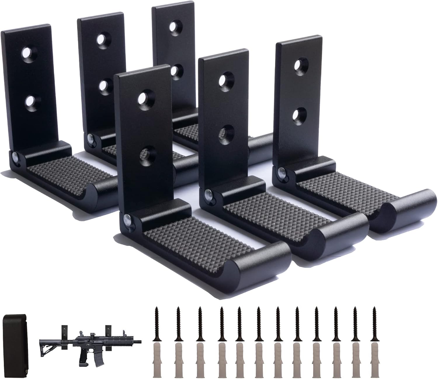 GuRK Gun Hooks,Folding Indoor Gun Racks with Padding,Excellent for Hanging or Storing Any Long Gun,Shotgun,Rifle,Sword and Bow,Sturdy Gun Wall Mount