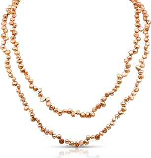 Genuine Freshwater Cultured Pearl Endless Necklace – Elegant 72", 60", 42" or 38" Strand in White, Black, Pink, or Lavender