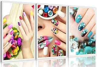 Unframed Nail Tech Canvas Wall Art set of 3 Nail Salon Wall Decor Fashion woman Beauty Manicure Salon Painting Print Artwork for Nail Studio Makeup Dressing Room