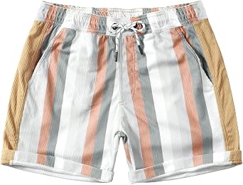 JOTOOK Mens Corduroy Shorts Casual 5 Inch Elastic Waist Drawstring Shorts