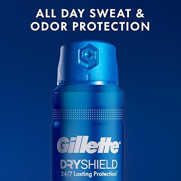 Gillette Dry Spray Antiperspirant and Deodorant for Men, 24/7 Sweat & Odor Protection, Anti-White Mark Technology, Cool Wave Scent, 4.3 oz (Pack of 3)