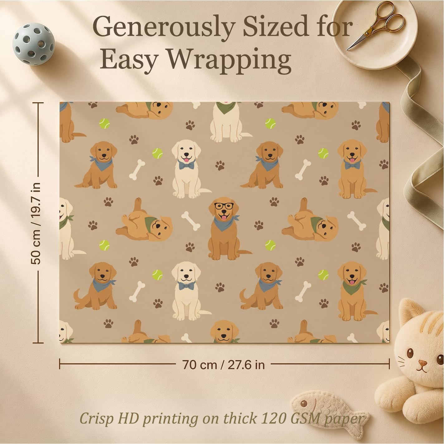 SHSEEN Puppy Party Wrapping Paper, 19.6 x 27.5 in, 2 Sheets image 4