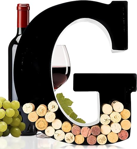 Soporte metálico para corchos de vino con forma de monograma de la letra G para regalar a amantes del vino en fiestas de inauguración de casas,