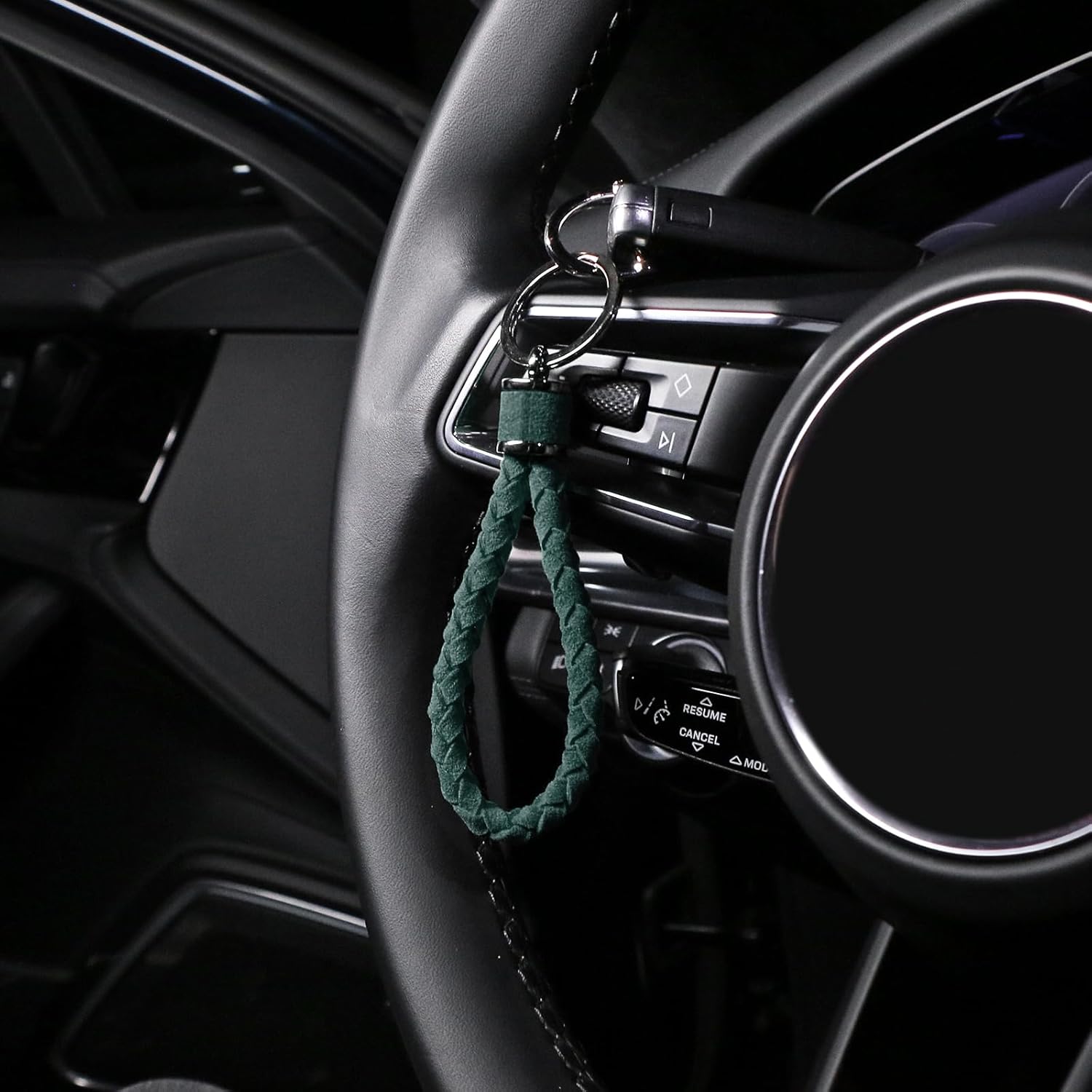 BETTERHUMZ Leather Key Fob Car Weave Keychain Ring Woven Strap Braided Key Chain for Alcantara Accessories