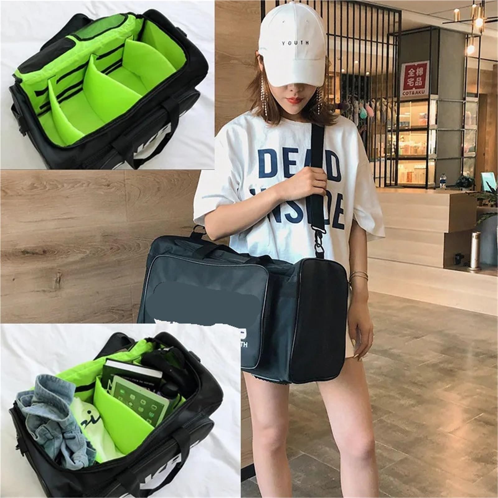 Große Sport- und Trainingstaschen mit Mehreren Fächern for Herren, Sneaker, Sporttasche, Schuhverpackung, Würfel-Organizer, wasserdichte Umhängetasche für Herren,Damen