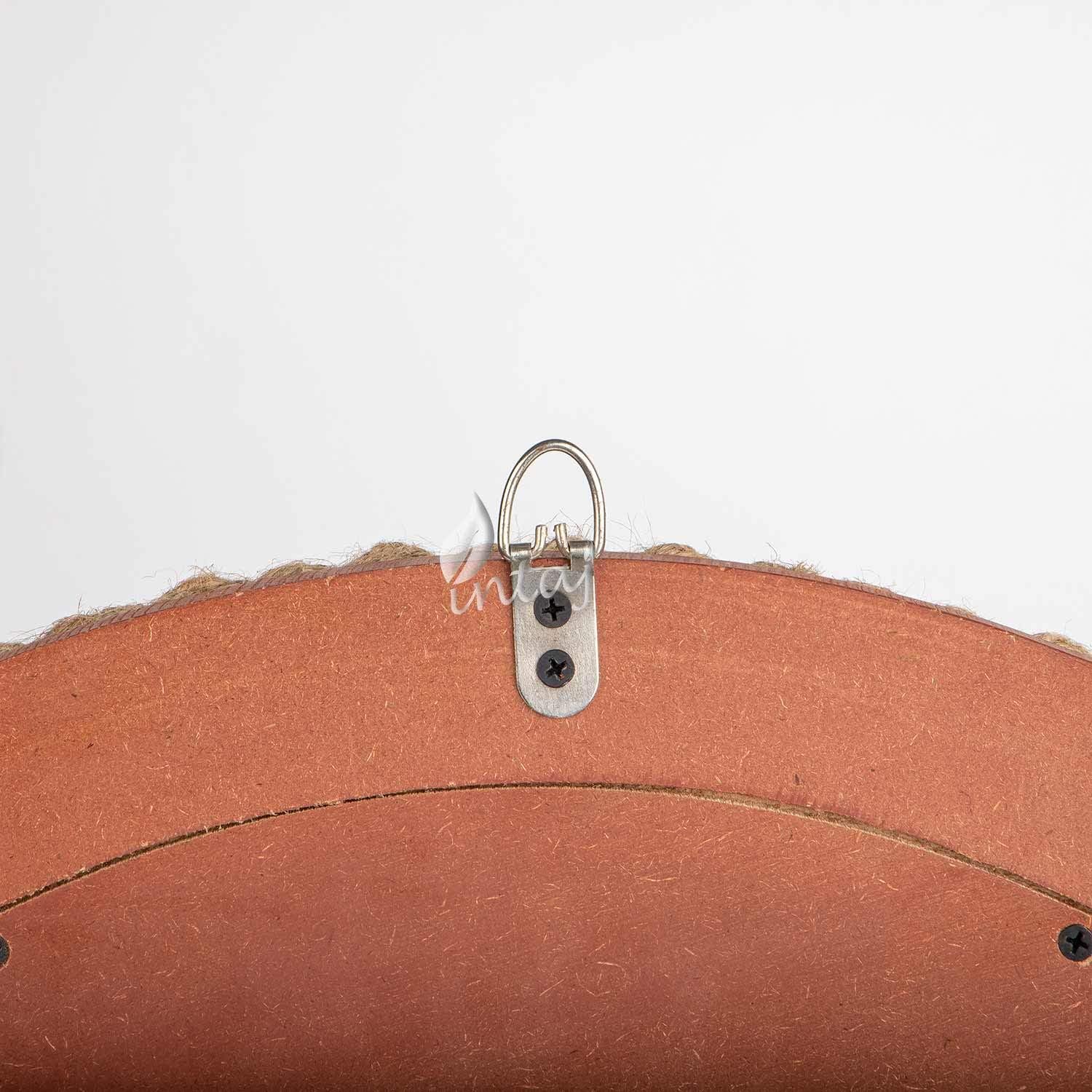 INTAJ Rustic Wall Mirror - Decorative Wall Mount Round Large Wall Hanging Mirror for Living Room Bathroom Bedroom Farmhouse Entry Wall Decor (Rustic Brown, 18" Dia)