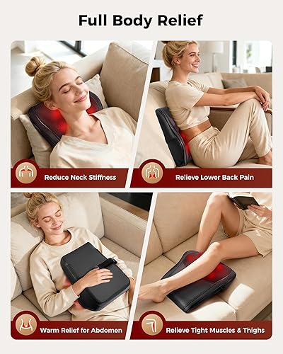 Miniatura 7 de Neck Massager with Heat, Shiatsu Back and Neck Massagers, 3D Deep Tissue Massage Pillow for Back, Shoulder, Leg Pain Relief, Gifts for Mom Dad Wife,