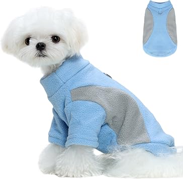 Dog Sweater Winter, Cozy Dog Shirt for Small Dogs, Lightweight Dogs Pullovers with D Ring, Warm Puppy Pajama for Indoor Wear, Cat Light Blue GrayXXS