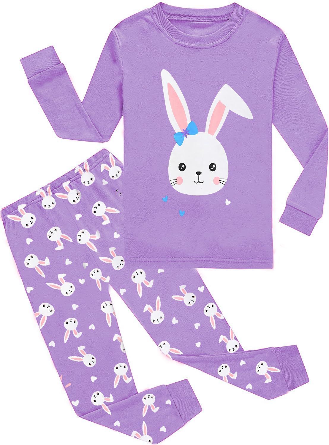 CM-Kid Little Girls Pajamas Long Sleeve Unicorn Pajama 100% Cotton Toddler Kids 2 Pcs Pjs Sets Cute Sleepwear Shirts 2-7T