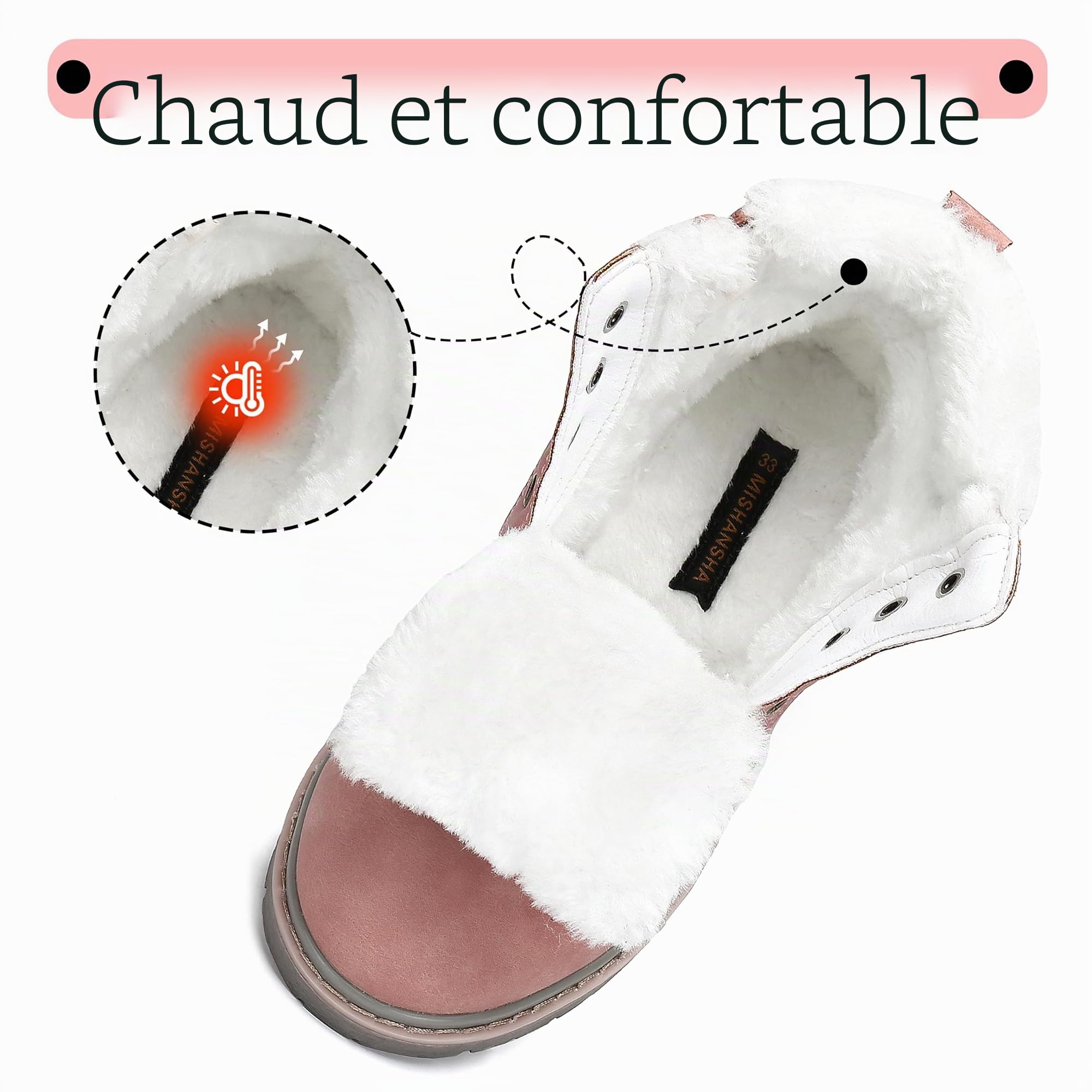 Mishansha Chaude Bottines Hiver Enfant Fille Garçon Rose 25 EU
