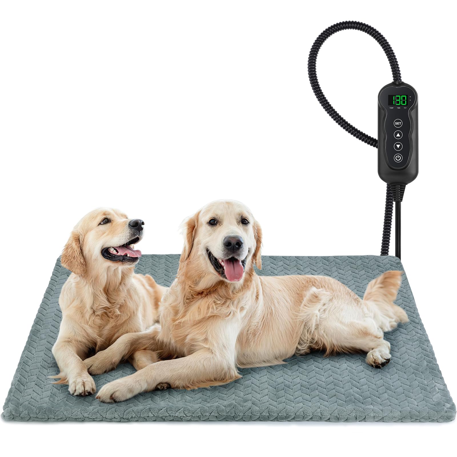 GASUR Extra Large Heated Cat Bed for Large Dogs, Waterproof Cat Heating Pad with Timer Temperature Adjustable, Indoor Electric Pet Heated Pad for Cats Dogs, Anti-bite Dog Heated Pad, 47''x28'', XLarge