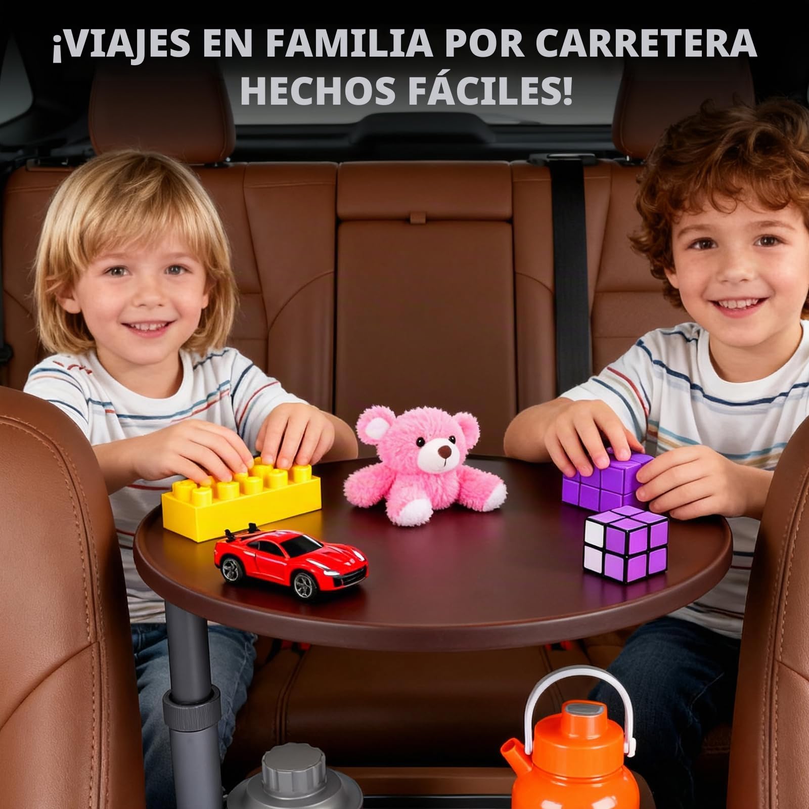 Xiake Bandeja de mesa de coche de 360 °, bandeja para coche y escritorio para portátil, universal, soporte para bebidas para coche, bandeja para aperitivos, compatible con Tesla Model Y/3, Ford F150