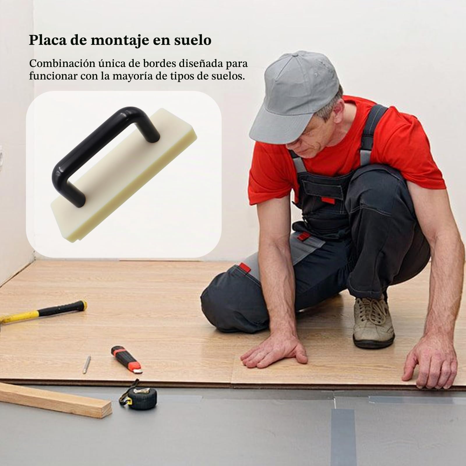 Bloque de Golpeteo de Suelos de Tablones de Vinilo Bloque de Golpeteo de Pisos con un Mango Grande Herramientas para Tarima Flotante para Suelos para Madera Dura Laminado (200 mm)
