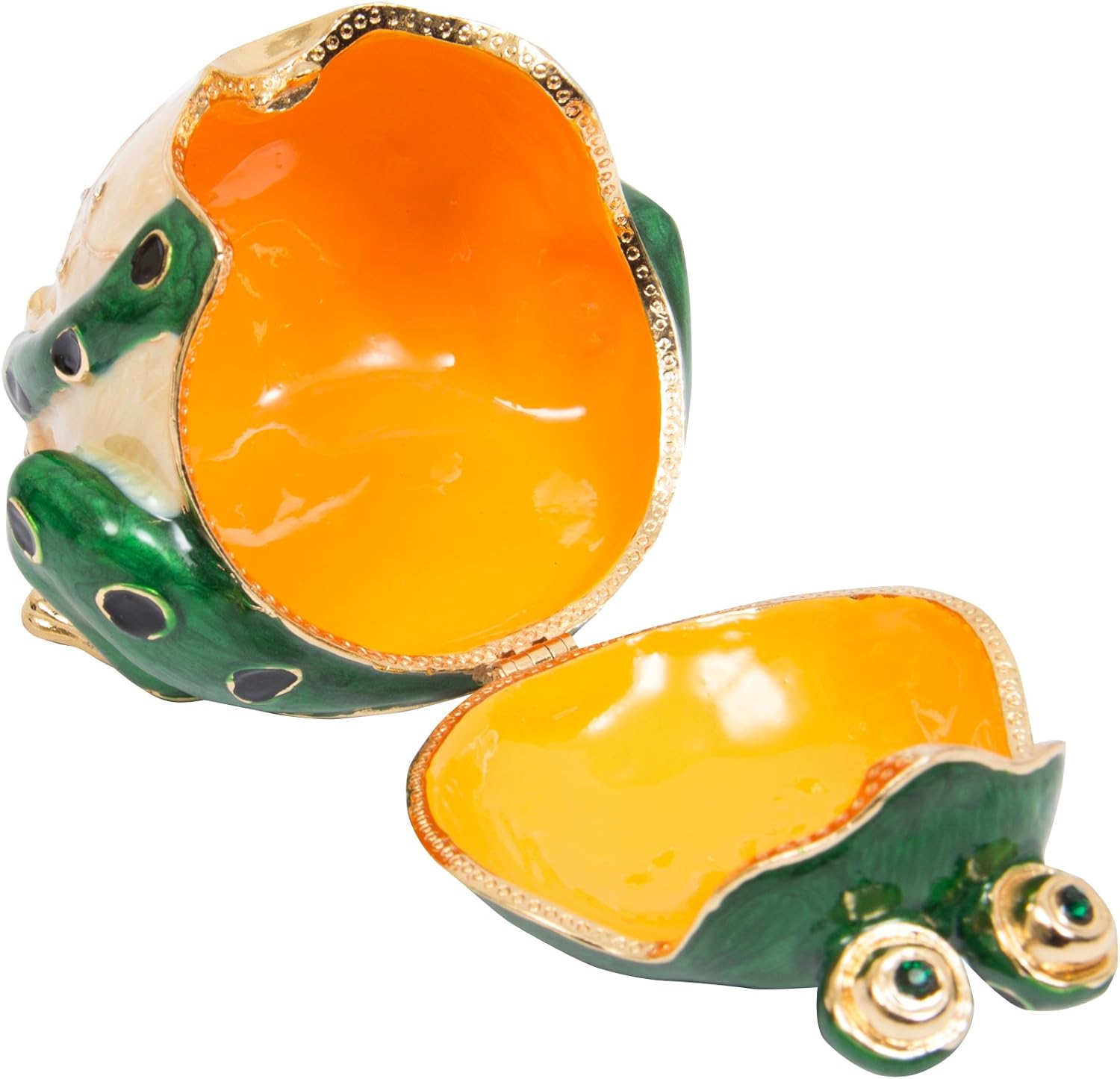 QIFU Hand Painted Enameled Frog Style Decorative Hinged Jewelry Trinket Box Unique Gift for Family - Image 4