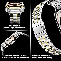 Vista 46 de MioHHR Correa de reloj de acero inoxidable con funda compatible con Apple Watch Ultra 3 2 1 (1.732 pulgadas), correa resistente con cubierta Negro