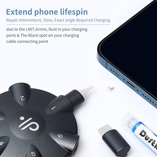 Miniatura 2 de DustKiller Kit de limpieza de teléfono, compatible con iPhone iPad Airpod y puerto de carga USB C, cable y conector con herramienta de limpieza tipo