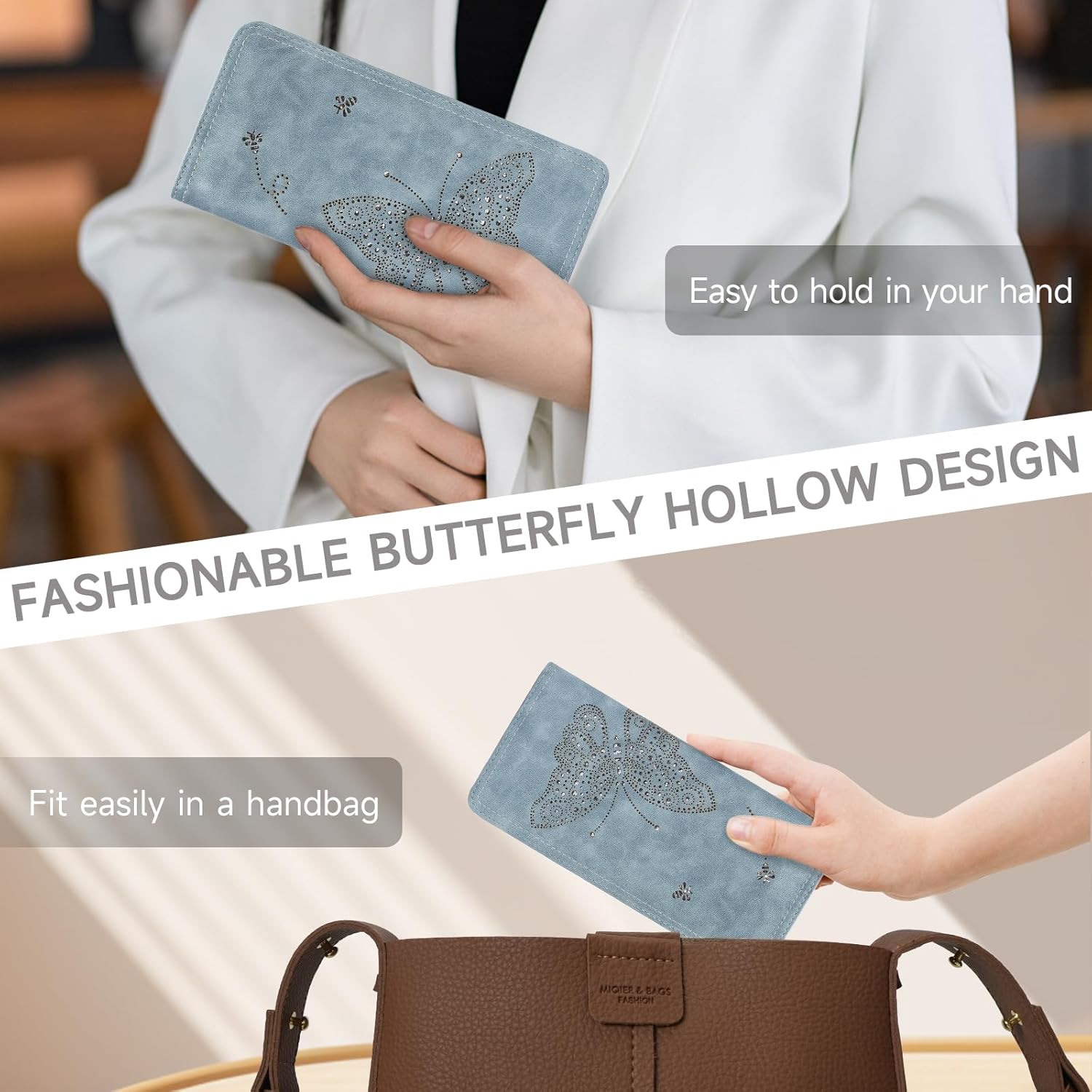 RFID Wallet Women Ultra Slim Thin Womens Wallet Compact Clutch Long Ladies Wallet for Women BLUE - Image 6