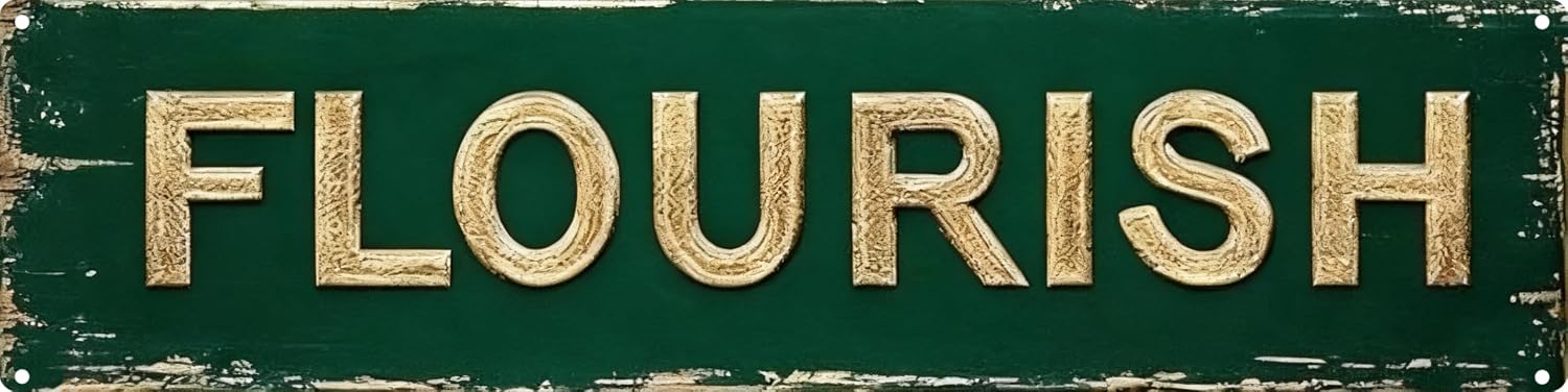 Vintage Tin Flourish Sign Retro Metal Sign Suitable For Home Street Shop Garage Bar Farm Garden - Multi-Purpose For Indoor/Outdoor Use Plaque 4x16 Inch