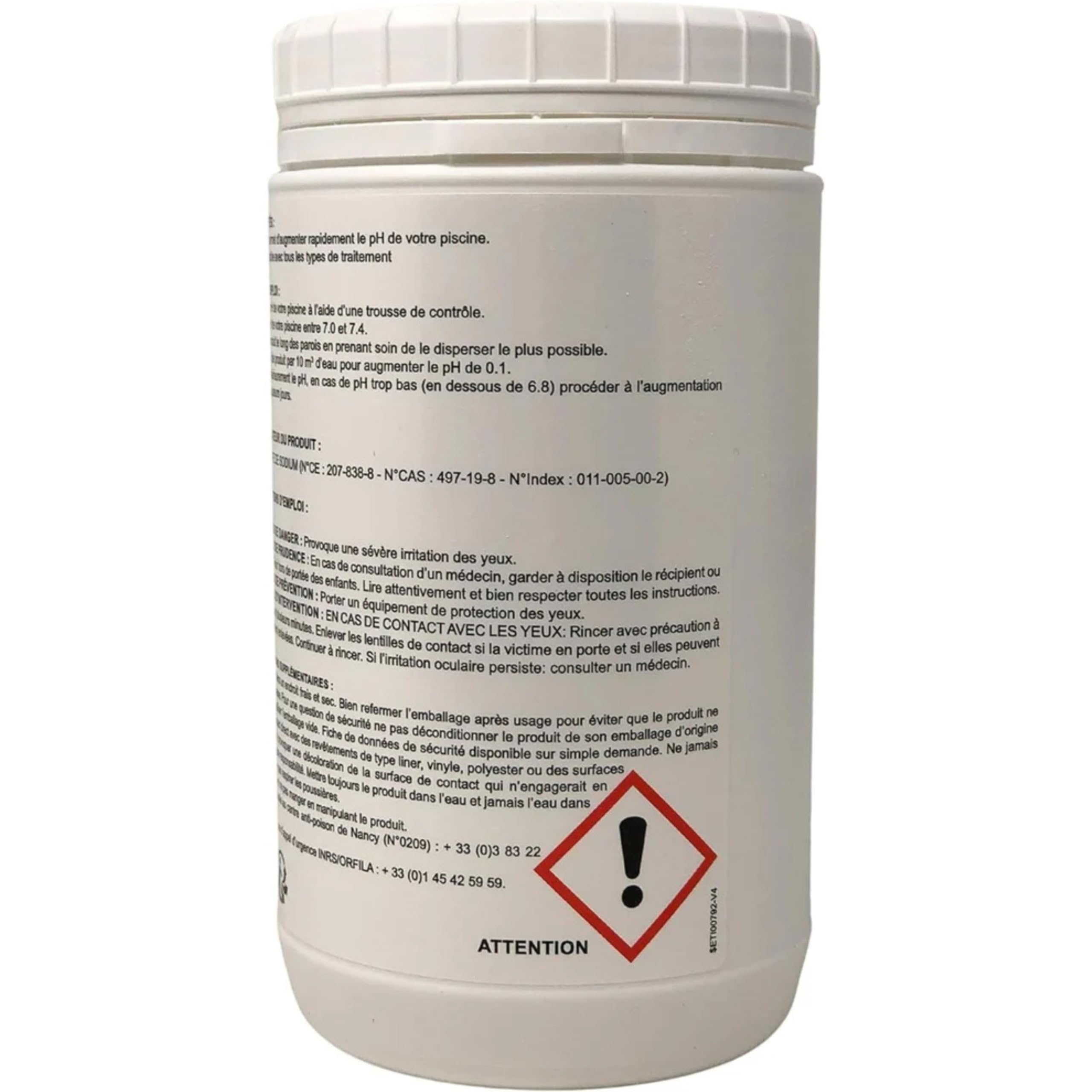 Ph Plus Piscine – Traitement Ph pour Piscine/Ph+ Poudre 1kg et 5kg – Permet d’Augmenter Rapidement Le Ph de l’Eau/Produit Conditionné en France (1KG)