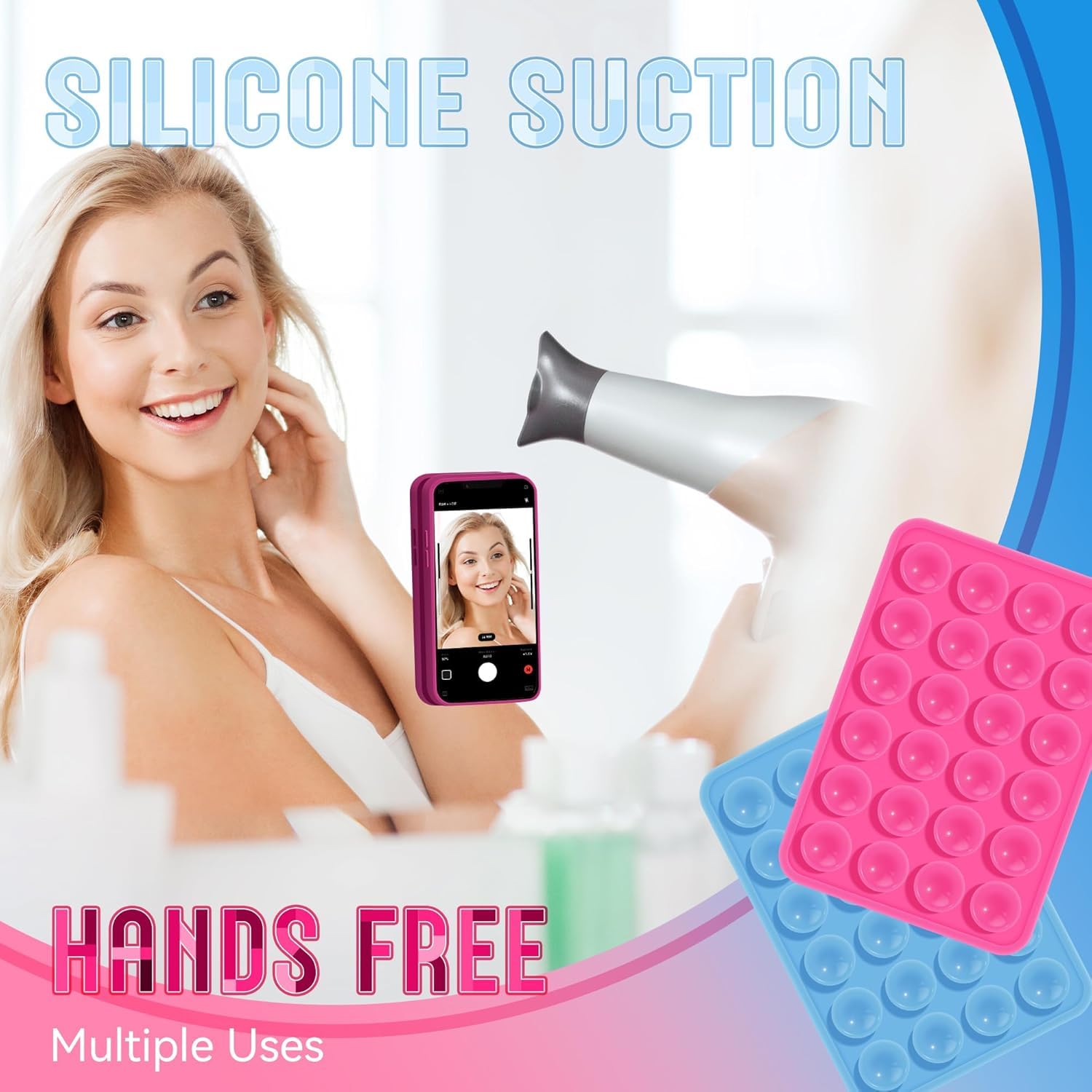 SENVOX Silicone Suction Phone Case Mount | Universal Phone Holder with Secure Suction Base for Hands-Free Use | Adjustable & Portable Stand for Desk, Car, Kitchen, and Office Multicolor 2