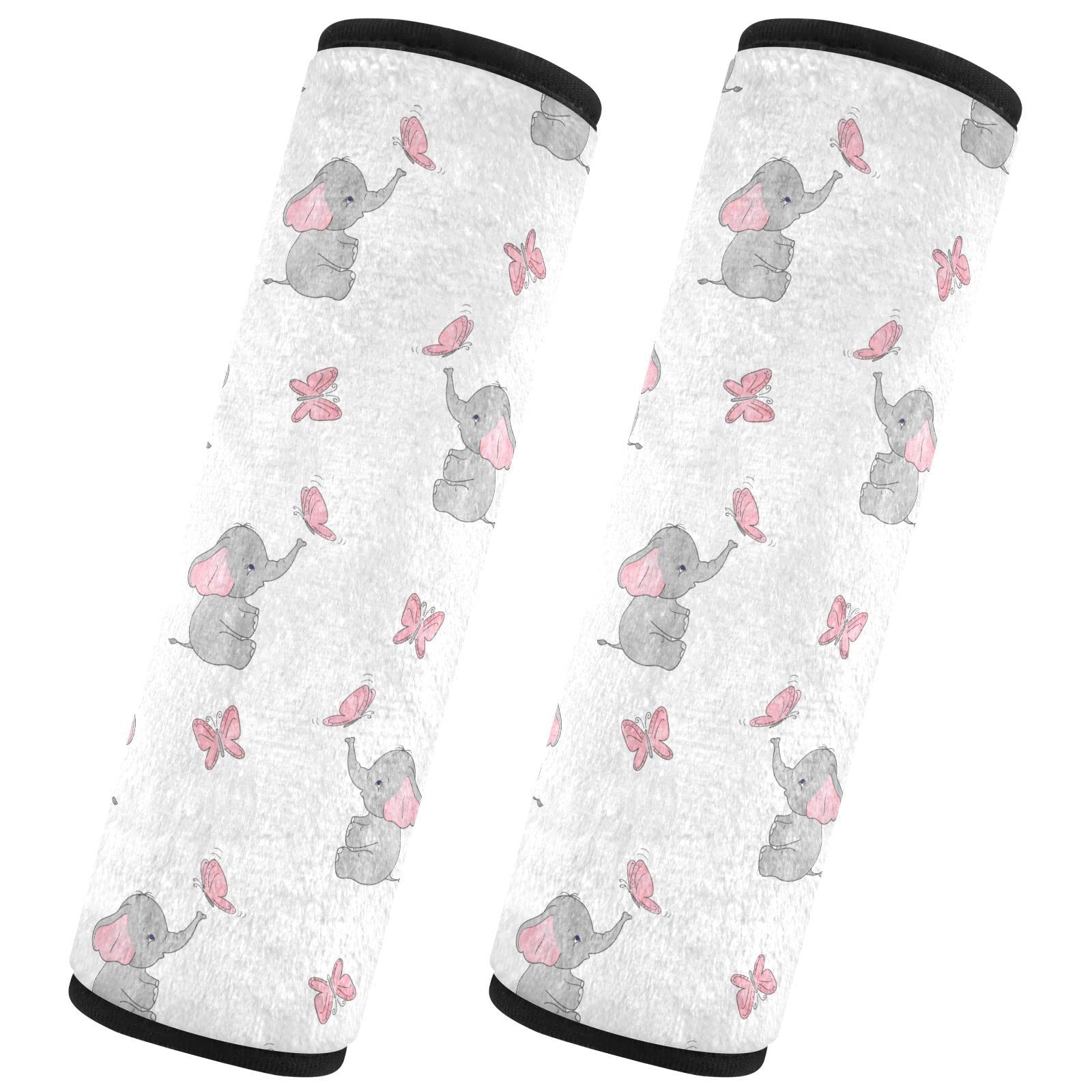 Elephant Butterfly Car Seat Straps Shoulder Pads for Baby Kids Comfort Soft Seat Belt Covers with Seatbelt Adjuster Seat Belt Cushion for Cars Girls Boys Autistic Kids Children Travel Luggage