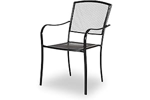 Highland Collection Commercial Grade Outdoor Dining Chairs, Set of 4, Matte Black