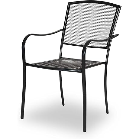Highland Collection Commercial Grade Outdoor Dining Chairs, Set of 4, Matte Black