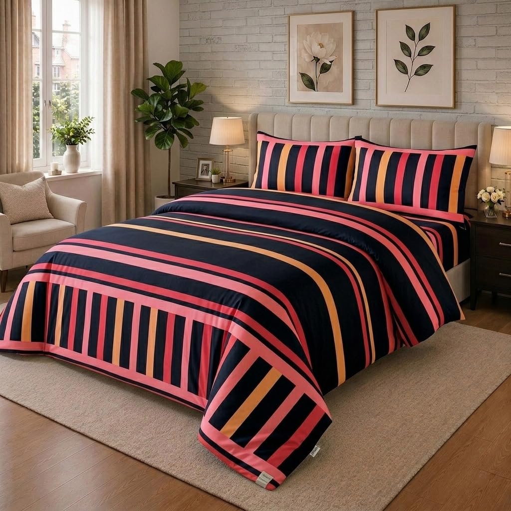 Opulent Living Super King Duvet Set 4pcs - with Fitted Sheet & 2 Pillow Cases