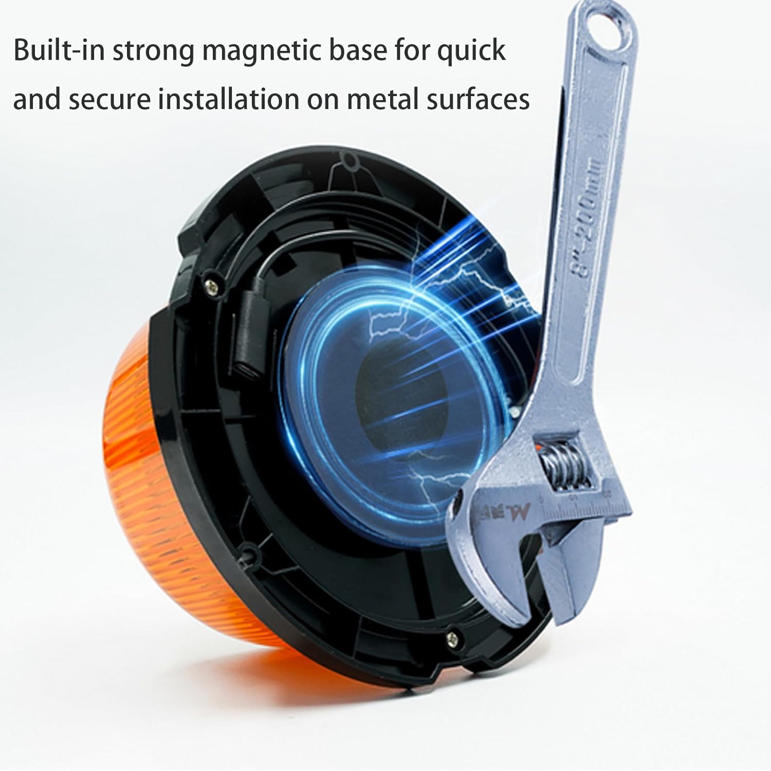 Aolyty Solar Strobe Warning Light, 360 Degree Rotating and Strobe Mode, Solar Safety Flash Light Waterproof, Strong Magnetic Base 3 Brightness Levels for Construction Site, Vehicle, Deck (Blue)