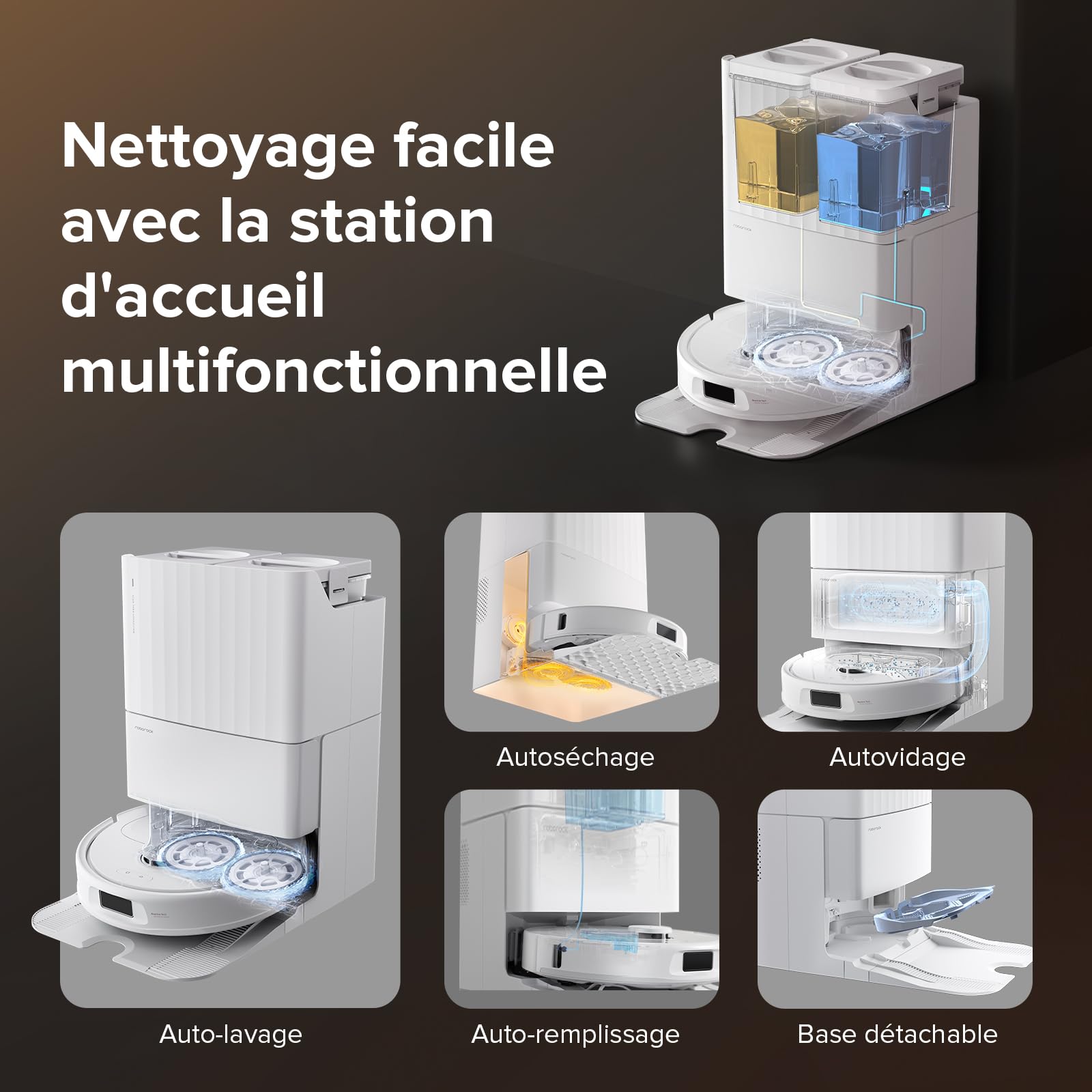 Roborock Qrevo S Aspirateur Robot Laveur, 7000Pa HyperForce, Double Serpillière Rotative 200 TR/Min, Relevable 10mm, Station Multifonctionnelle, 3D Cartographie, Reactive Tech (Reconditionné)