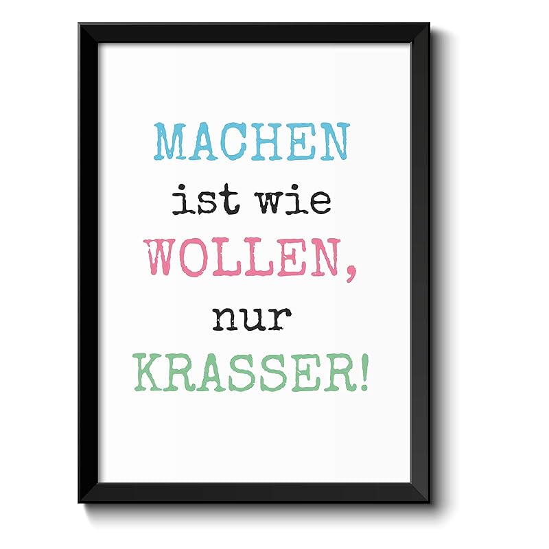 Machen ist wie wollen nur krasser MotivationsBild im HolzRahmen Geschenk Geschenkidee
