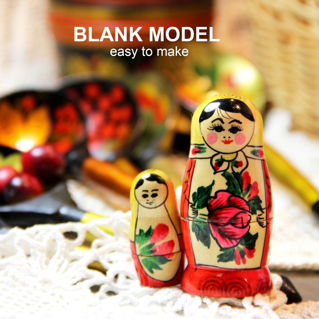 VANZACK Ensemble De PoupéE Vierge en Bois À Peindre Kit DIY Matriochka Semi-Fini pour Artisanat CréAtif Et Cadeau Personnalisé 14.5X7X7 Cm