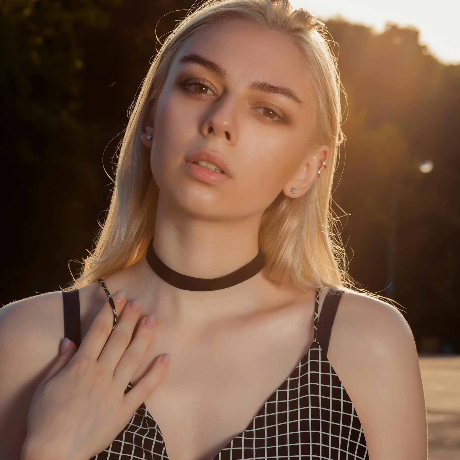 Cobee 5 sztuk czarnych naszyjników typu choker, czarny pasek, naszyjnik dla kobiet i dziewcząt, do tańca, na Halloween, urodziny, imprezę, cosplay
