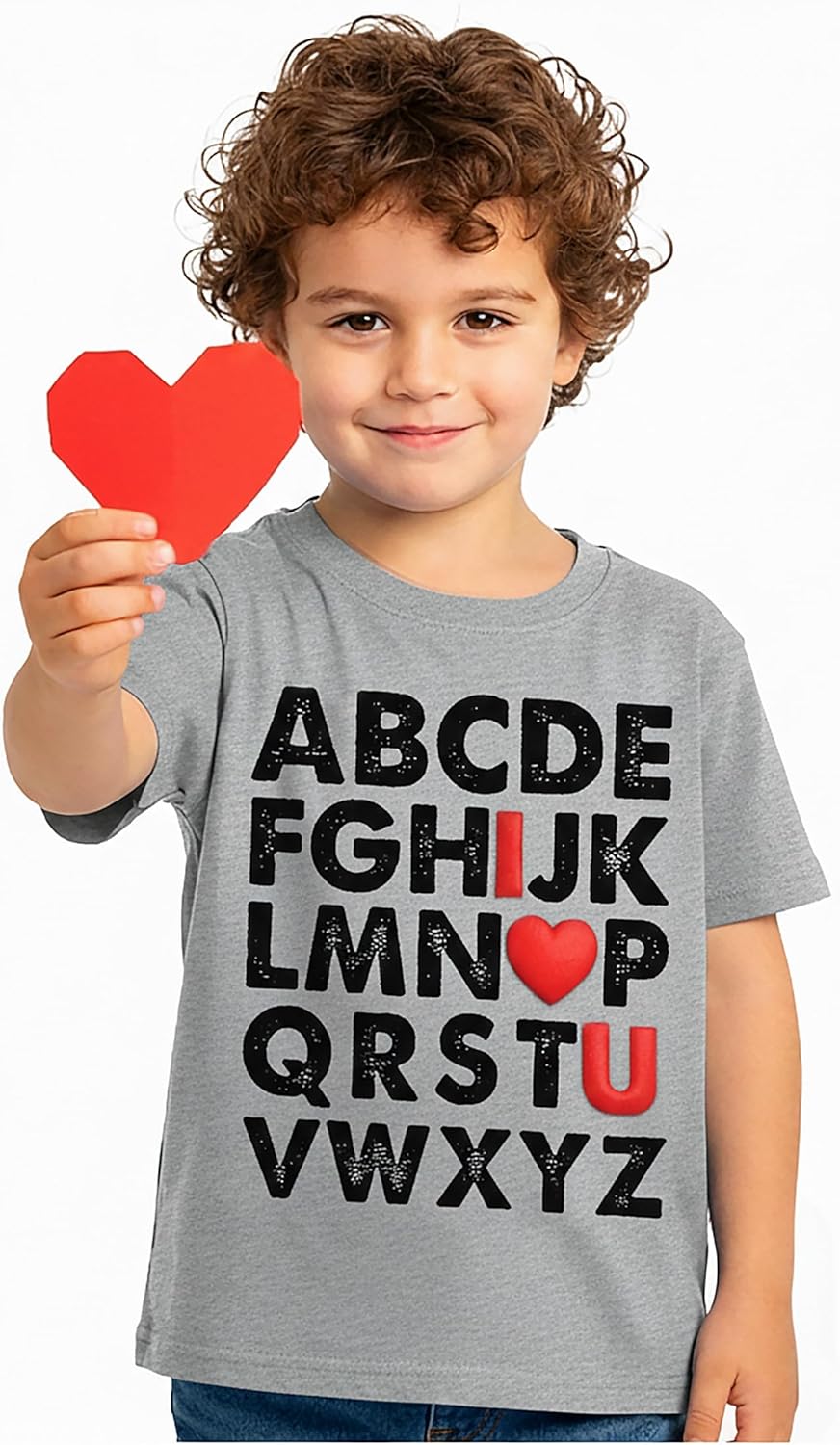 Tstars ABC I Love You Kids Valentine Shirt - Alphabet Heart Graphic Tee for Toddlers, Boys and Girls