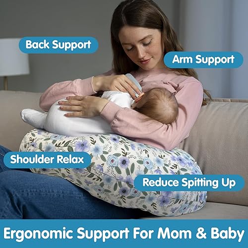 Miniatura 5 de Almohada de lactancia, almohada de lactancia materna con funda extraíble, almohada ergonómica para lactancia materna, cojín de apoyo para la