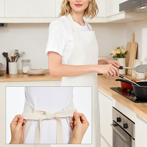 Miniatura 4 de Delantal de sublimación en blanco para adultos de lino de poliéster resistente de 380 GSM - Delantales ajustables para transferencia de prensa de