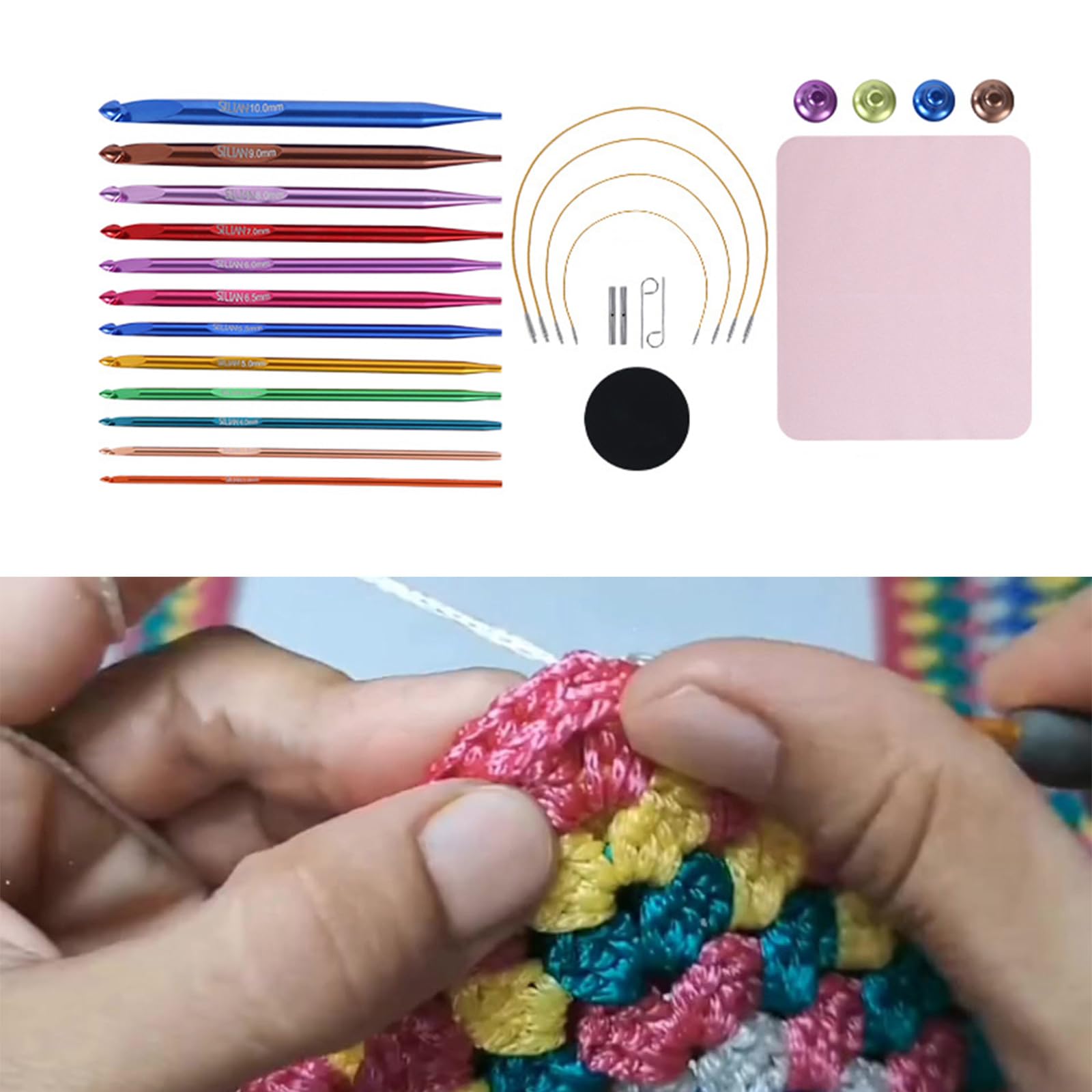 12 agujas tunecinas de ganchillo con cable de 3 0 a 10 mm, intercambiables, para principiantes, ganchos intercambiables con cables