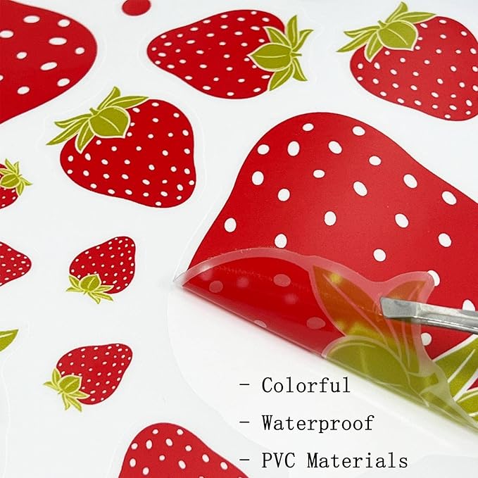 Strawberry Decor 92 piezas Stickers PVC impermeable estilo personalizado miniatura 6