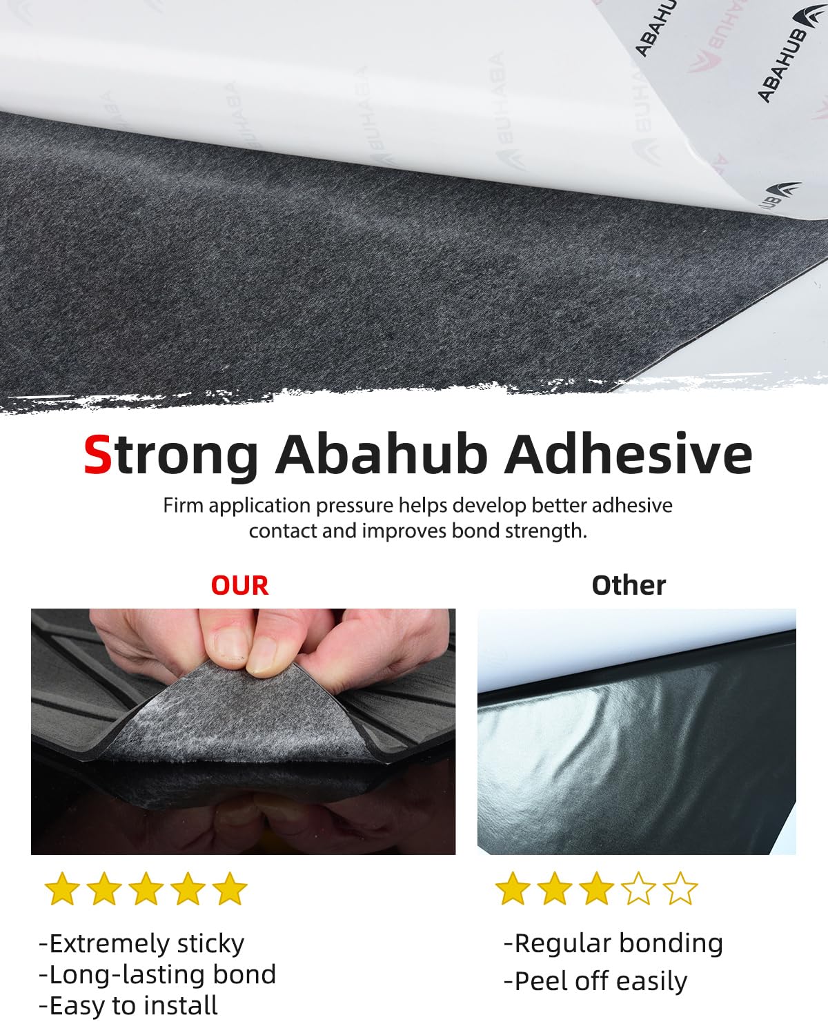 Abahub Hoja de espuma EVA para suelo de barco, patrón de diamante, con alfombra autoadhesiva para lancha, kayak, tabla de surf, SUP