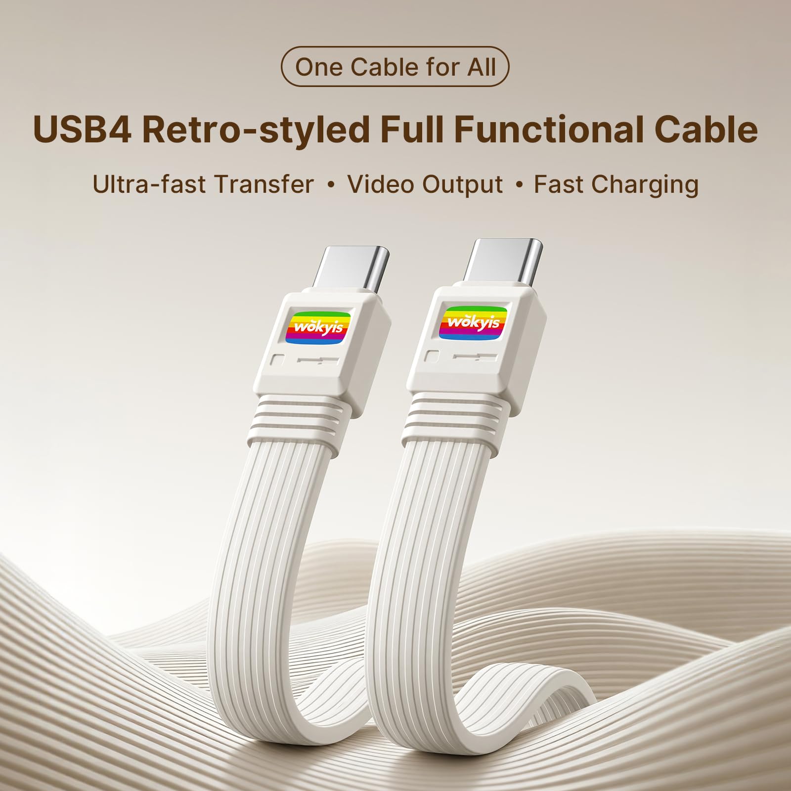 Cavo piatto USB 4 da 80 Gbps, 1 m, ricarica 240 W, video 8K a 60 Hz, compatibile con Thunderbolt 5/4/3