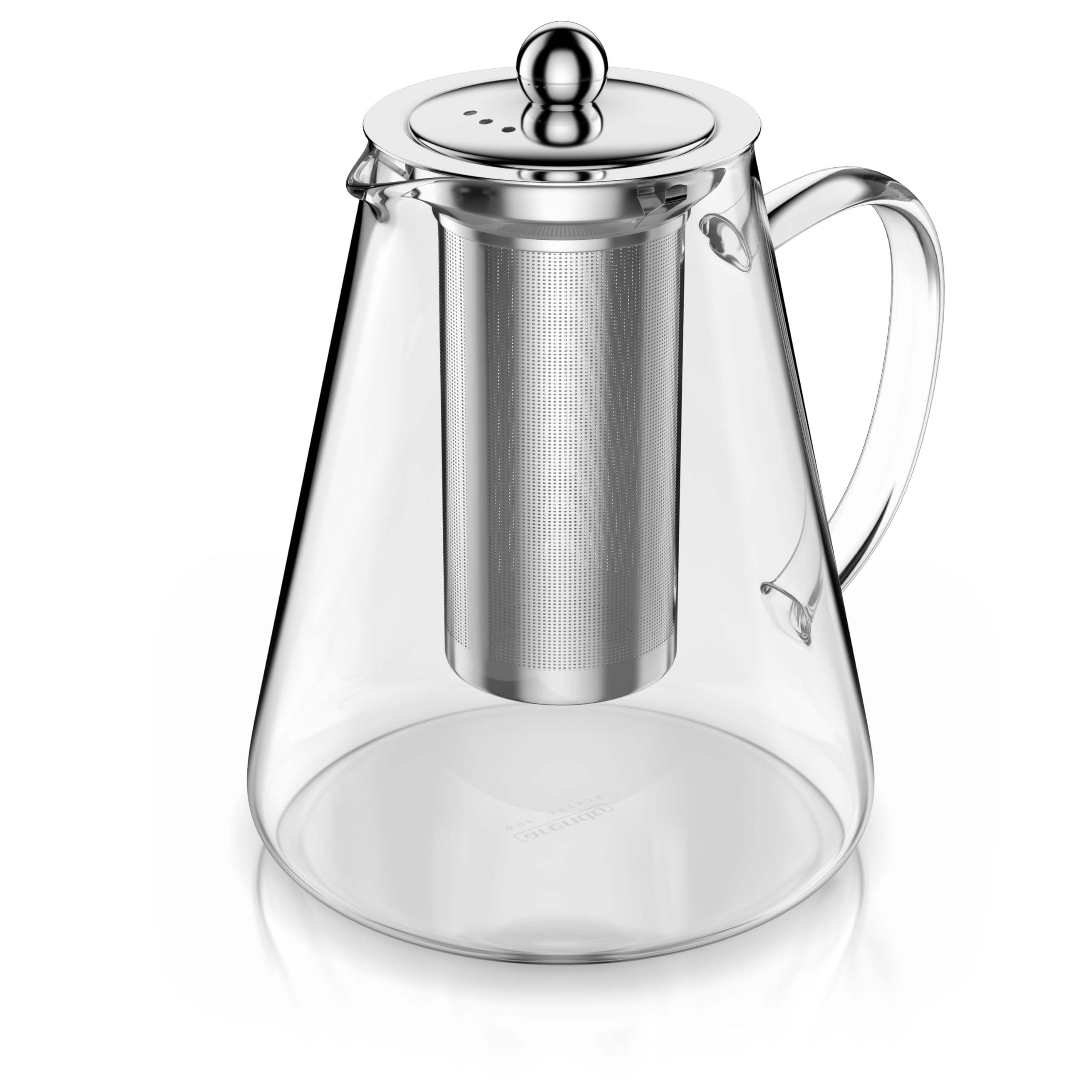 Arendo - Teekanne Glas mit Sieb - 1200 ml – aus Borosilikatglas – mit Edelstahlsieb – feinmaschig – hitzebeständig – Glasteekanne – für losen Tee Kräutertee Früchtetee – Teekocher – langlebig – feinma