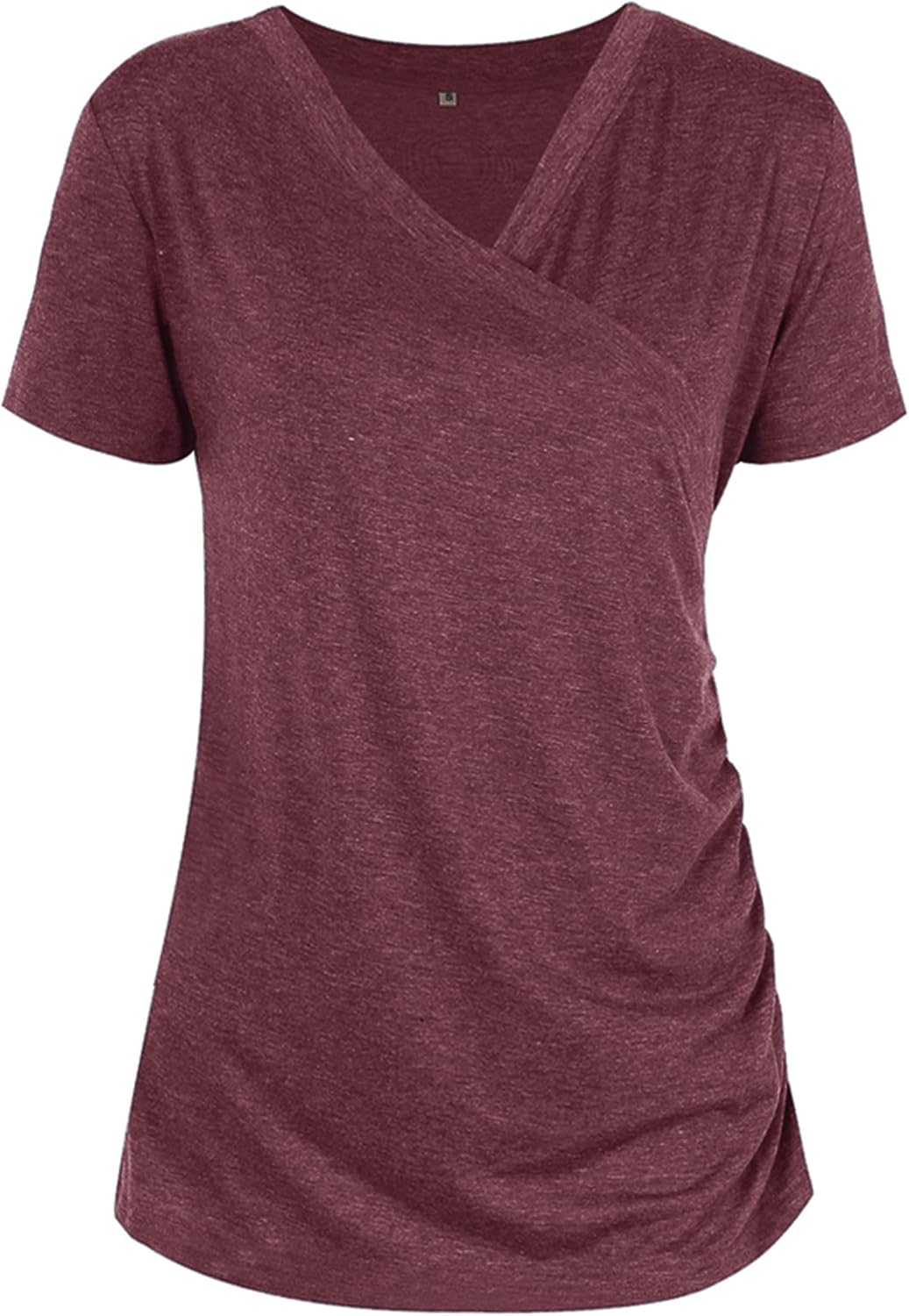 Liu & Qu Womens Maternity Nursing Tops Short Sleeve Breastfeeding Shirts Heather V Neck Clothes - Image 4