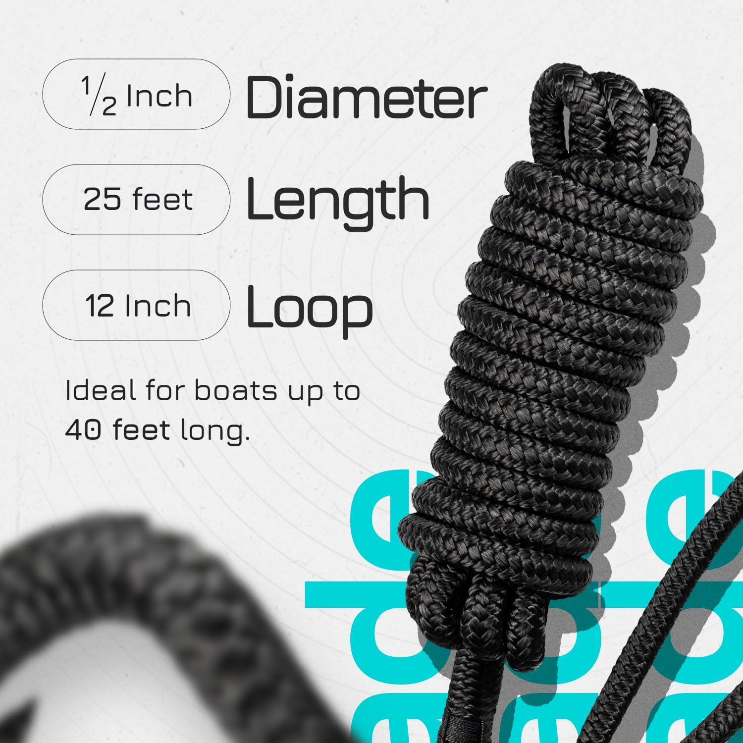 Premium Dock Line Double Braid Nylon with Loop & Sleeve