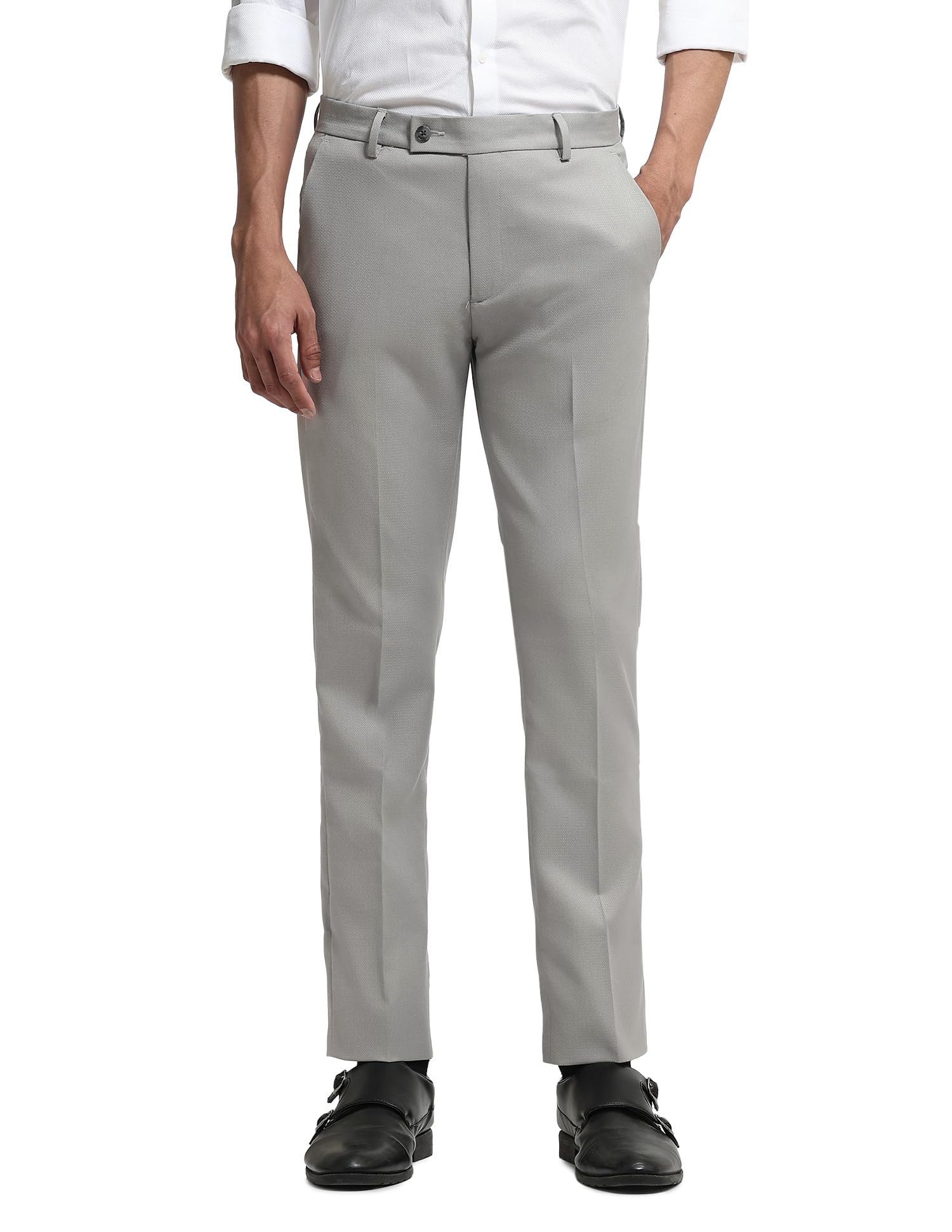 arrow Men's Textured Hudson Tailored fit Trousers-picture-24